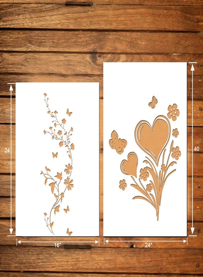 ARandNJ مجموعة قوالب الرسم الجدارية من ARandNJ، (المقاس: 24×40 و16×24 بوصة) تصميم مستوحى من الطبيعة - نبات القلب وزهور جذابة، تصميم قابل لإعادة الاستخدام، مثالي لغرفة النوم وغرفة المعيشة وغرفة الرسم (عبوة من قطعة واحدة) - Image 2